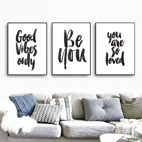 Minimalist Modern Wall Art White Black Quote