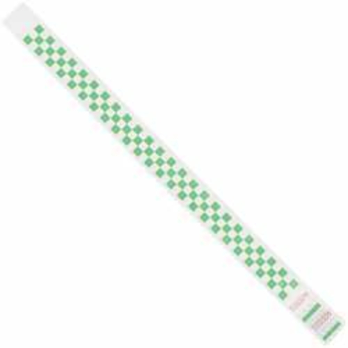 Tyvek WR103GN 0.75 x 10 in. Green Checkerboard Wristbands - Case of 50