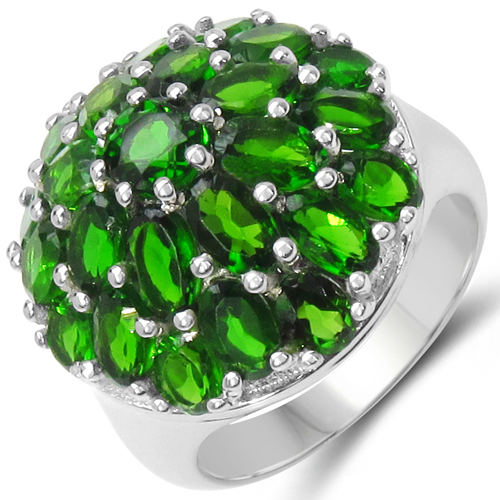 5.34 Carat Genuine Chrome Diopside .925 Sterling Silver Ring