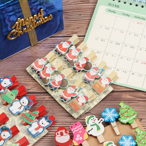 3/10PCS Mini Memo Paper Clips Wooden Christmas