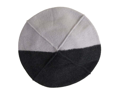 Grey & black winter french beret