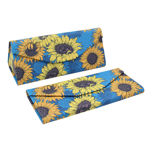 REAL SIC Plants Magnetic Folding PU Leather Glasses Case – Sunflower