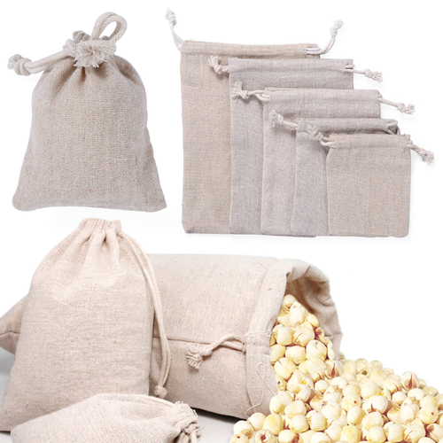 1/5PC Cotton Plain Candy Organizer Jute Gift Bags