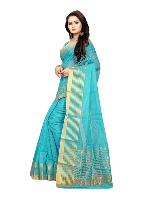 Blue Color Manipuri Cotton  Saree