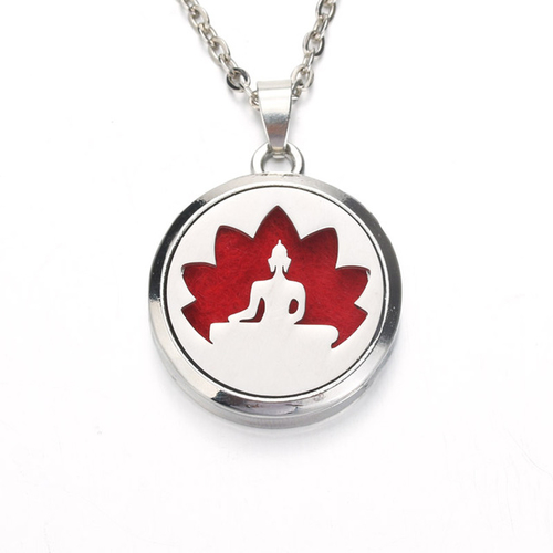 Silver Buddha Aroma Diffuser Necklace Perfume