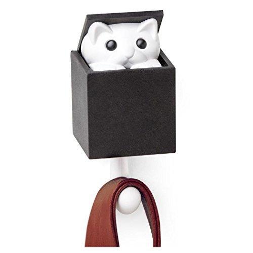 Qualy KittaBoo Peeping Cat Wall Hook Coathook Hanger Black Brown