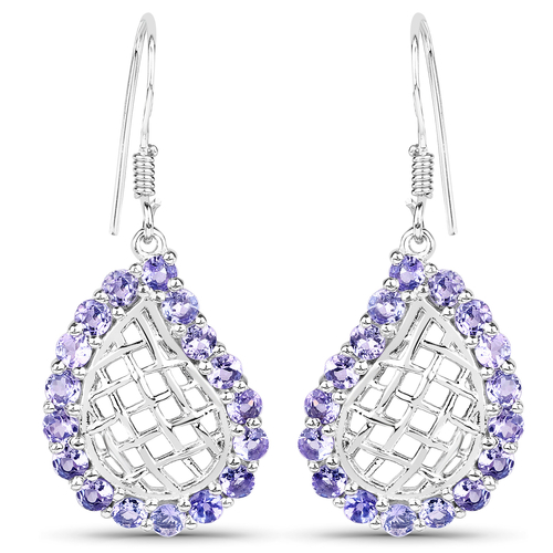 3.40 Carat Genuine Tanzanite .925 Sterling Silver Earrings