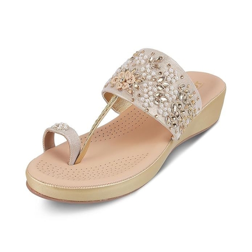 Ethnic Kolhapuri Heels For Women Stylish Soft Sole Footbed T-Strap