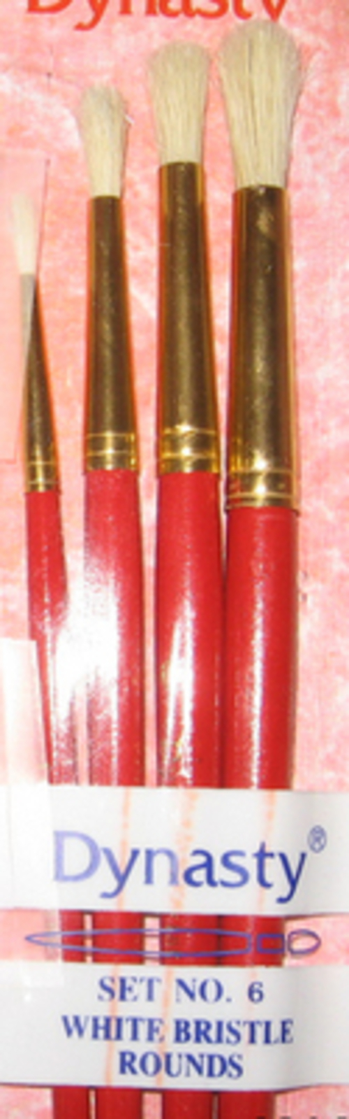 Dynasty Brush Set 6 White Bristle Round 4 Brush Set