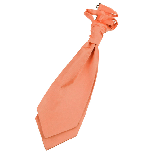 Plain Satin Pre-Tied Ruche Cravat - Coral