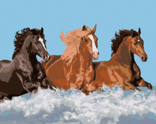 Paint by Numbers - THREE HORSES IN THE WATER