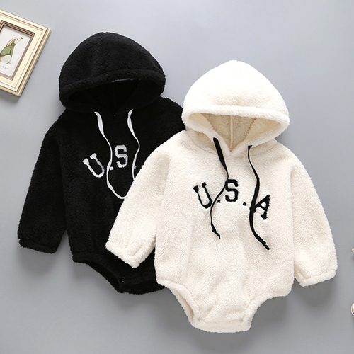 Infant Baby Boys Girls Print Letter Hooded Thick