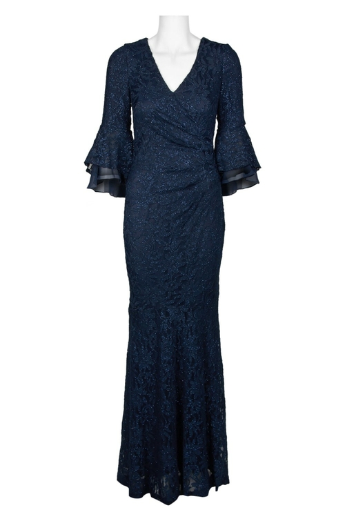 Decode V-Neck Circular Flounce Sleeve Gathered Side Zipper Back