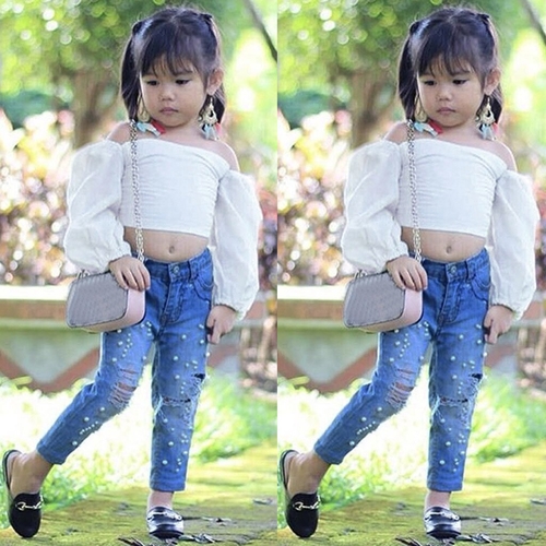 Fashion Off Shoulder Clothes Slash neck Infant