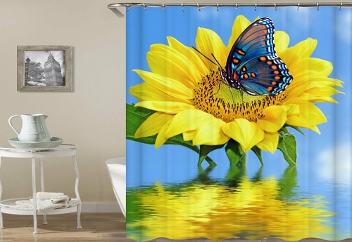 Sunflower ft Butterfly Shower Curtain