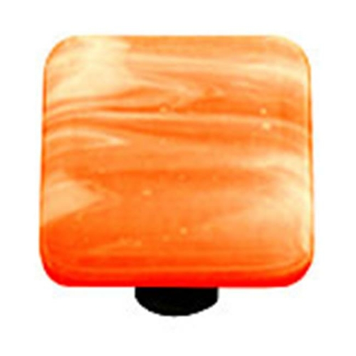 Hot Knobs HK2054-KB White Swirl Opal Orange Square Glass Cabinet Knob 