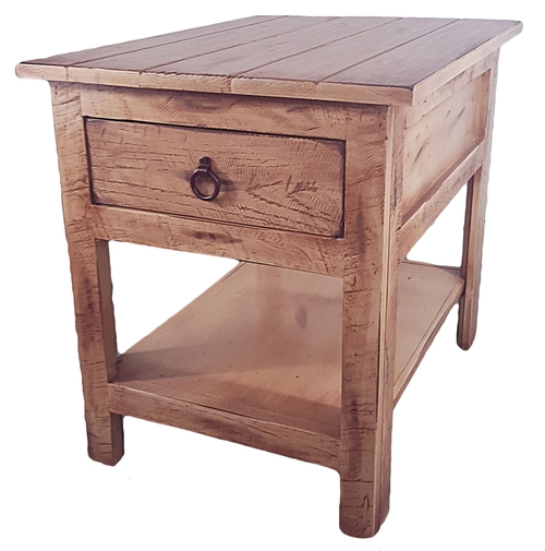 American Heartland 30313YL Rustic End Table with 1 Drawer, Yellow