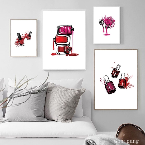 Red Nail polish Wall ArtCanvas Painting Poster