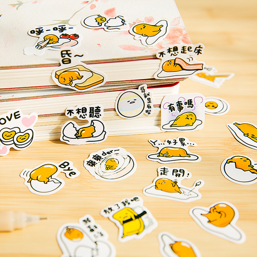 1Set Cute Egg Cat Sticker Marker Planner
