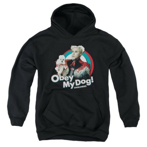 Trevco Zoolander-Obey My Dog Youth Pull-Over Hoodie- Black - Large