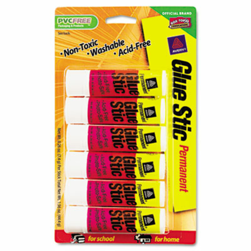Avery 98095 Clear Application Permanent Glue Stics- .26 oz- Stick- 6/P
