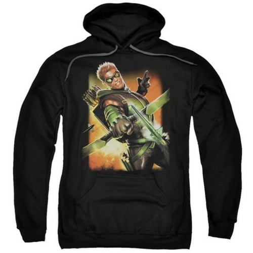 Main Trevco Jla-Green Arrow No.1 - Adult Pull-Over Hoodie - Black- Large image