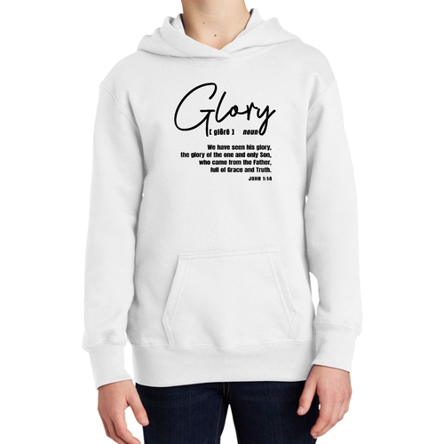Youth Long Sleeve Hoodie Glory - Christian Inspiration - Black