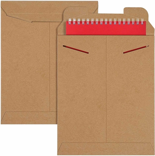 Pack of 10 Tab Lock Mailers 12 3/4” x 15” Kraft Chipboard envelopes,