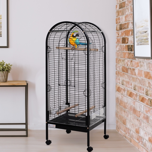 PawHut Metal Bird Parrot Cage With Rolling Standing 5ft w/ perches and