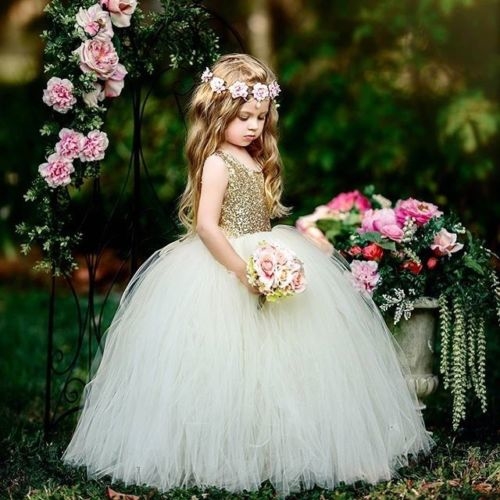 Flower Girl Sleeveless Sequins Dress Party