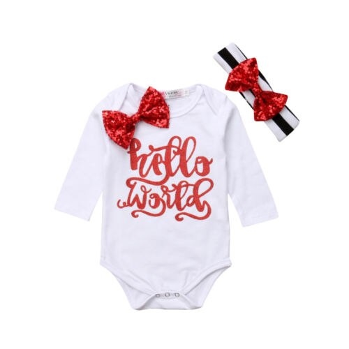 Newborn Baby Girl Sequin Bowknot Romper