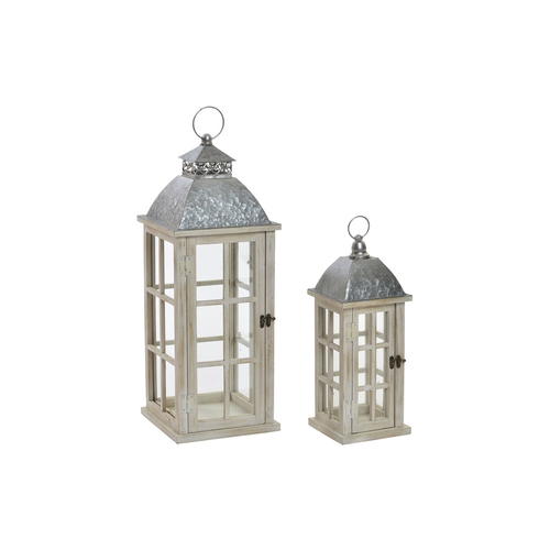 Lantern DKD Home Decor Fir Crystal Grey White (23 x 23 x 61 cm) (2