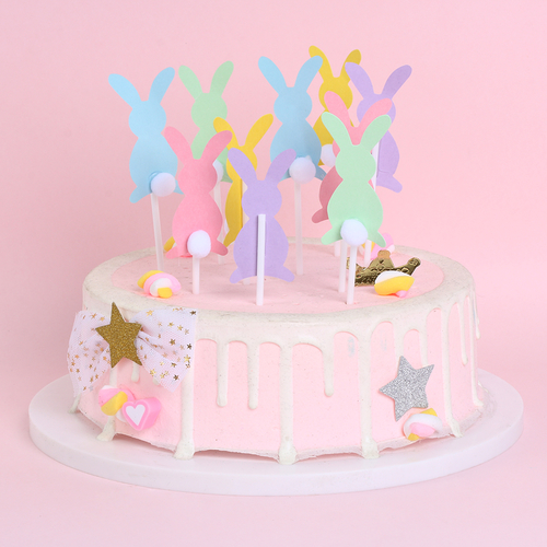 5pcs/Set 14*3cmHappy Easter Rabbit Cake Toppers