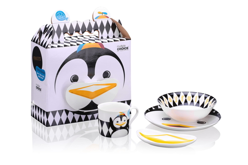 Porcelain children dinnerware set Pop  penguin - 4 elements