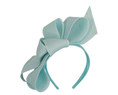 Large light blue bow racing fascinator