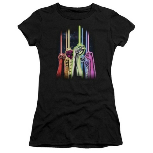 Trevco Green Lantern-Rainbow Corps Short Sleeve Junior Sheer Tee, 