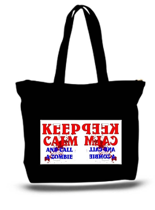 Keep Calm and All A Zombie Large Tote Grocery & Stuff Bag