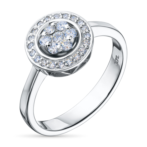 STERLING SILVER RING WITH 27 ROUND-CUT LAB-CREATED DIAMONDS