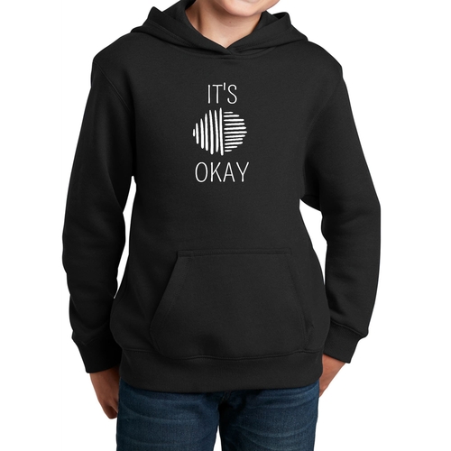Youth Long Sleeve Hoodie Say it Soul - its Okay - White Line Art