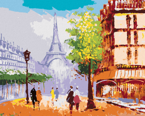 Paint by Numbers - EIFFEL TOWER IN PARIS VIEW OF THE STREET