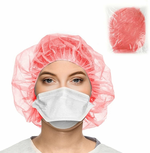 Red Bouffant Caps 24". Pack of 100 Non-Woven Polypropylene Hair Covers