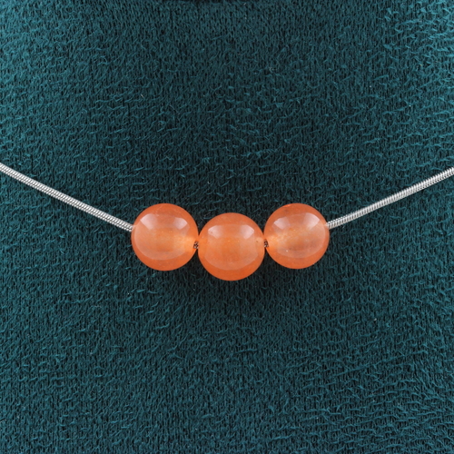 Orange Chalcedony 3 beads 8 mm necklace.