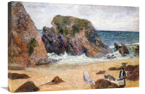 Global Gallery GCS-266363-30-142 30 in. Cows on the Seashore Art Print