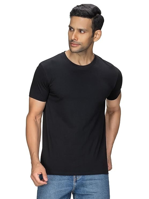 Mens Cotton Solid Regular Fit Round Neck Half Sleeves T-Shirt