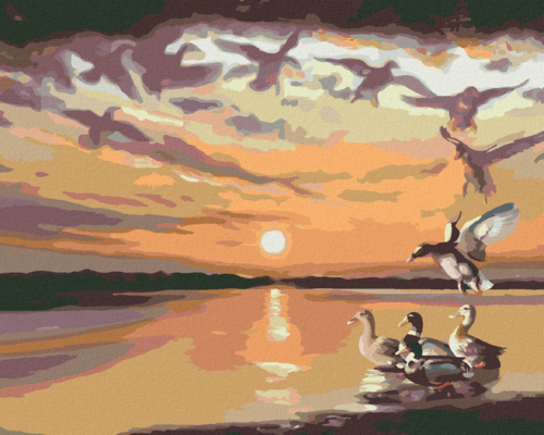 Zuty - Paint by Numbers - DUCKS, CLOUDS AND THE SUNSET (D. RUSTY