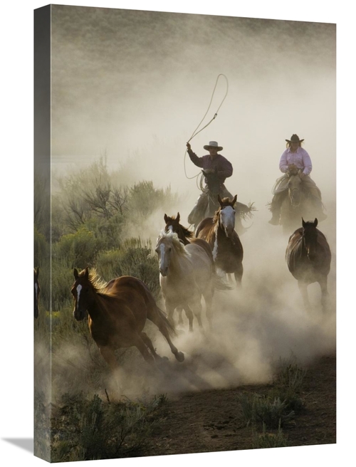 Global Gallery GCS-452594-1624-142 16 x 24 in. Horses Herded by Cowboy