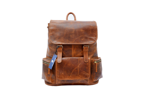 Buffalo Leather Backpack - Handmade 15.5 Inch Unisex Backpack.