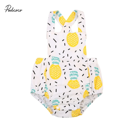 Babies Summer Straps Backless Pineapple Bodysuit