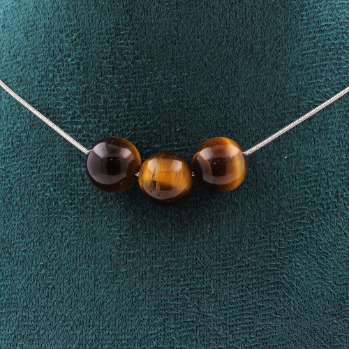 Tiger's Eye 10 mm 3 beads necklace. 