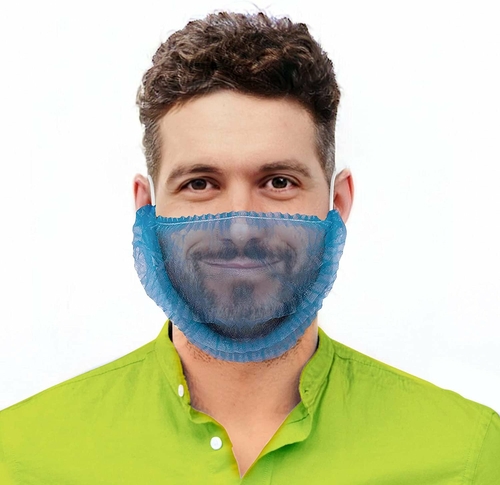 Blue Beard Covers for Men 18", 100 Pack of Polypropylene Beard Cover